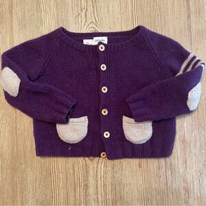 Parasolka 100% Cashmere Purple Cardigan with Cream Accents